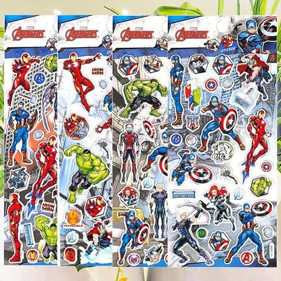 Marvel 1张漫威复仇者联盟主题贴纸，混合超级英雄角色贴纸，自粘材质，适合手工制作和装饰用途