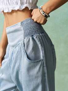 BohoFeels Pantalones acampanados de unicolor casual de vacaciones para mujer - Lavado ligero - Ver 6