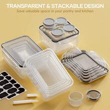 98PCS Airtight Food Storage Containers Set, 47 Containers With 47 Lids, 3 Label Sheets & Marker, Stackable Kitchen Storage & Organization Accessories, Leakproof Pantry Containers For Cereal, Snacks, Meal Prep & Leftovers - 查看 8