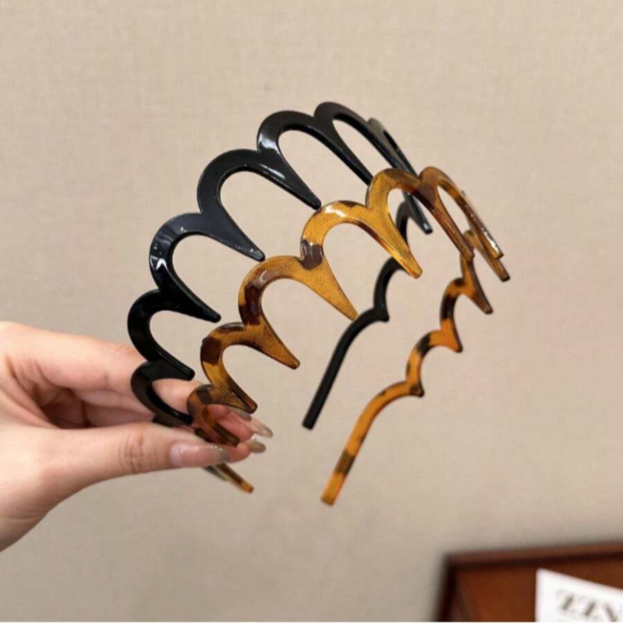 1 chiếc băng đô lượn sóng thời trang dành cho nữ, có thể dùng làm phụ kiện tóc và kẹp tóc, phù hợp để đeo hàng ngày, chất liệu nhựa thanh lịch, thích hợp cho Halloween và các dịp khác, phụ kiện tóc và dụng cụ tạo kiểu tóc cho nữ, tạo kiểu tóc xoăn, băng đô lượn sóng thoải mái có răng lược, băng đô lượn sóng, thiết kế thanh lịch, sử dụng hàng ngày trong phòng tắm, món quà lý tưởng cho phụ nữ. - Nhiều màu - Xem 1