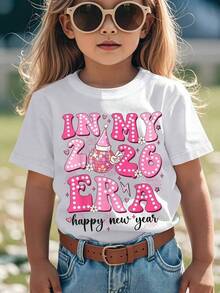 Camiseta Casual de Cuello Redondo y Manga Corta, Estilo de Año Nuevo 2026, Impresión Moderna y Genial de Youngboy, Camiseta Infantil con Feliz Año Nuevo de Fuegos Artificiales 2026 Nuevo Patrón, Top Casual de Cuello Redondo con Patrón Geométrico, Tela de Estiramiento Medio, Adecuado para Todas las Estaciones, Camiseta Estilo K-pop Style, Unisex, Adecuada para Ropa de de Festival - Blanco - Ver 8