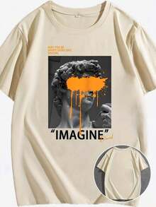 Camisetas Premium Casuales Unisex Bonitas, Camiseta de Manga Corta con Estampado Minimalista para Hombre, Cómoda y Transpirable, Adecuada para el Verano, a la Moda - Verde militar - Ver 3
