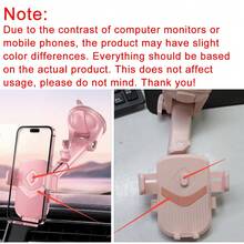 吸盤式車用手機支架，360°可調式可伸縮手臂儀表板擋風玻璃安裝座，單手操作手機架，通用於 Android，粉色汽車配件，送給女性的禮物 - 吸盤 - 查看 10