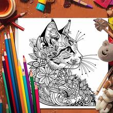 Libro para colorear de adultos con diseños de gatos mandalas - 20 páginas gruesas con diseños felinos intrincados, ideal para la creatividad y la relajación, gran regalo para amantes de los gatos - 1 pieza (7.87*7.87 pulgadas) Material principal: Papel - Una pieza - Ver 3
