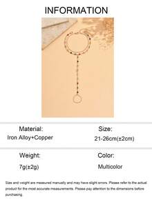 2pcs/Set Fashionable Luxury Colorful Crystal Toe Ring Anklet, Layered Gold Chain Foot Jewelry Suitable For Daily Wear, Summer Holiday, Party, Music Festival. Handmade Chain Length Can Be Customized, Crystal Colors Are Randomly Arranged. - Multicolor - View 5