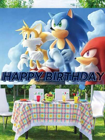 Sega 生日背景套装，充满怀旧气息的粉丝装饰，献给铁杆粉丝和各种庆祝活动。这款精心挑选的背景套装包含四款风格迥异的设计，涵盖了该角色从现代电影改编到经典游戏艺术的整个历史，以此来表达您对这个标志性系列的热爱。