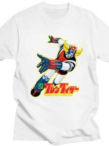 playeras de mujer Custom Goldrake UFO Robot Grendizer T Shirt Men Women 100 Cotton T-shirt Casual Goldorak Anime Tees Streetwear Tshirt - Blanco - Ver 1