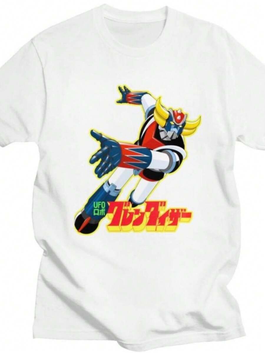 playeras de mujer Custom Goldrake UFO Robot Grendizer T Shirt Men Women 100 Cotton T-shirt Casual Goldorak Anime Tees Streetwear Tshirt - Blanco - Ver 1