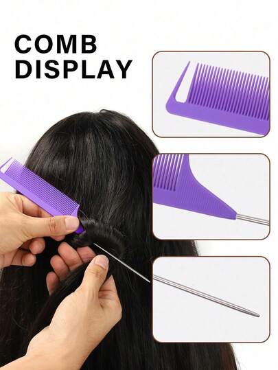 CHIGO 6pcs Hair Comb Set, Includes Wide Tooth Comb, 9-Row Brush, Massage Comb, Detangling Comb, Tail Comb, Edge Comb, Parting Comb And Styling Comb, Suitable For All Hair Types Salon Combs, Detangles Hair (Includes 1/3/6pcs Set) Halloween, Christmas Gift