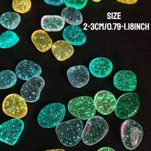 200/100/50/10pcs Glow-In-The-Dark Star Shaped Pebbles, Luminous Resin Stones, Outdoor Decor, Garden Landscaping Material, Aquarium Decoration, Mixed Color, DIY Path, Wedding Venue - C - View 2