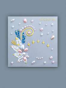 1pc Rhinestone Eye Jewel Sticker - Half Eye Pink & Blue Floral Rhinestone Sticker, Self-Adhesive Face Gems, Suitable For Eye Makeup, Music Festivals, Parties And Outings, Convenient Reusable Decoration To Enhance Eye Makeup,Rhinestone Face Sticker - Multicolor - View 13