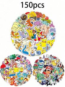 pokemon 50/150 miếng dán Pokémon, hình hoạt hình, tự làm tranh vẽ graffiti, thích hợp cho máy tính xách tay, điện thoại di động, sổ tay, tiệc sinh nhật và các dịp khác, quà tặng sinh nhật. - Nhiều màu - Xem 4