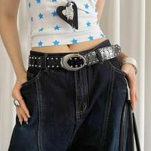 2026 New Y2K Baddie Style Rivet Belt, Crocodile Embossed Leather Belt With High-End Feel, Suitable For Jeans - A - View 4