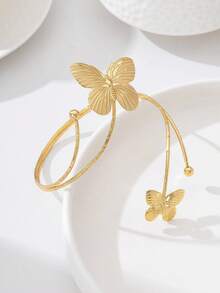 1pc Fashionable Minimalist Gold Metal Sun Armband, Versatile Accessory Suitable For Women Vacation Wear - Butterfly Armband - View 3