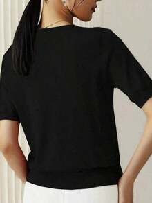 Women's T-Shirt Summer T-Shirt 2026 Summer T-Shirt 2026 Minimalist Fine Knit Short Sleeve T-Shirt For Women, Lightweight, Solid Color, Black Summer Blouses For Women Blouses For Women Comfortable And Lightweight - 白色的 - 查看 8