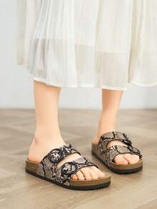 Sandal Selop Datar Wanita Serbaguna dan Nyaman, Sandal Outdoor Minimalis untuk Musim Panas - Cokelat Khaki - View 3