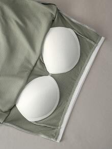 Camisola acolchada de unicolor versátil y casual - Verde - Ver 7