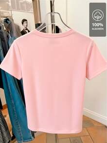 100% Cotton T-Shirt With Multicolor Floral Mandala - Rose - View 6