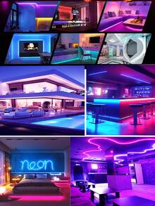 1pc RGB Neon LED Silicone Flexible Light Strip, With 24-Key Remote Control, Dimmable And Color Changing, Suitable For Indoor And Outdoor Christmas Decoration, USB LED Light Strip For Living Room, 1m 5m 10m, 5V Remote Control Light For TV Background Lighting RGB Night Light - Multi-color light - View 10