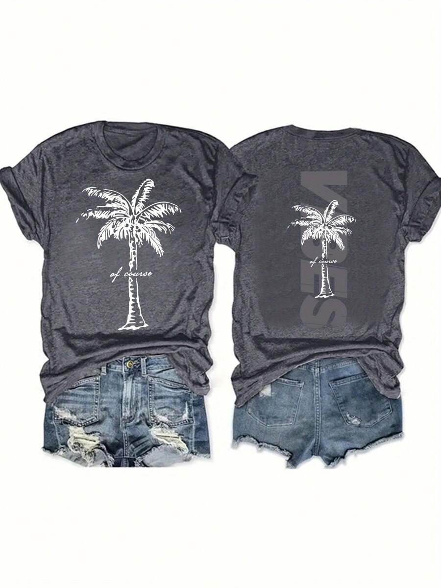 Tallas Grandes, Blusa de Manga Corta Oversize para Mujer - Top Casual de Cuello Redondo con Silueta en Línea, Ropa Casual de Primavera Verano de Manga Corta, Túnica Holgada Lavable a Máquina para Combinar y Relajarse (- - Gris Oscuro - Ver 1