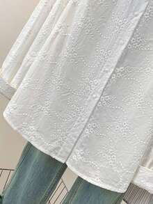 Women's Long-Sleeved Solid-Color Shirt With Floral Embroidered Collar, Fashionable Casual And Business Shirt Suitable For The Office, Work, Home, And Year-Round Wear, Spring/Summer/Autumn/Winter Pink - 黑色 - 查看 9