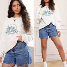 ICON Plus Size Women High Waist Vintage Denim Shorts, A-Line Wide Leg Loose Casual Versatile Bermuda Shorts - Azul lavado medio - Ver 2