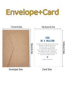 1pc "Son In A Million" Inspirational Birthday Card With Envelope, Heartfelt Poem Greeting For Son, Suitable For Birthday & Special Occasions, Blank Inside - A - View 5
