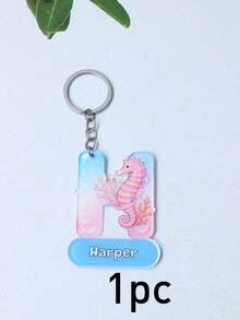 Llavero personalizado con inicial de animal, llavero con letra personalizada, llavero de letra de dibujos animados lindo con etiqueta de nombre, accesorio de encanto de bolso personalizado - Estilo B - Ver 9
