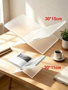 1pc X-Shaped Transparent Bookshelf, Transparent/Black X-Shaped Bookshelf, Desktop Display Stand, Magazine & Book Tray, Creative Desktop Decor, Textbook & Album X-Shaped Display Stand, Open Bookshelf, Suitable For Displaying And Reading Cookbooks, Art Books, Bible, Magazines, Etc. - Suitable For Home And Office - Multicolor 1PC - View 9