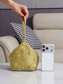 Women's Luxury Fashion Evening Bag With Rhinestone Decor, Suitable For Parties, Gatherings, Birthday Gifts, Matching Formal Dresses - Gold - View 6