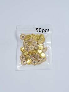 50/80/120/500pcs Rhinestone Beads, Fashion Champagne Gold Rhinestone Decor Jewelry Making Beads, Suitable For Craft Making - 14mm Champagne Gold Diamond - View 13