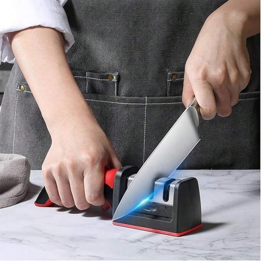 1pc Manual Knife Sharpener, 4-Stage Knife Sharpening Tool With Plastic Handle, For Restoring, Repairing, Polishing Knives And Scissors, Kitchen Supplies,Kitchen Gadgets,Kitchen Essentials