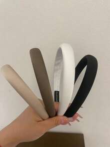 4件套女士多色纯色大地色系简约百搭布艺发带，2.0厘米宽，适合日常户外活动、发箍、发圈、化妆发带、发饰、头饰、节日、派对等场合。 - 彩色 - 查看 2