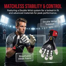 GKHMNEW Soccer Goalie Goalkeeper Gloves For Youth & Adult, Enhanced Latex Palm Grip, Breathable Knitted Fabric, Goalkeeper Glove For All-Around Play, Suitable For Game & Training - Multicolor - View 5