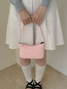 Bolso de red con flores y rosas para niña; Nuevo estilo de bolso de mano para cena; Bolso de hombro fresco y sencillo; Bolso de mano con flores - Rosa - Ver 7