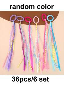 36pcs/6sets Hair Scrunchies, Hair Ties, Braided Hair Bands, Colorful Hair Ropes, Perfect Gift For Activities, Gatherings, Festivals, Travel And Vacation - Multicolor - View 13