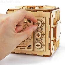3D木製盒子拼圖組-模型組裝套件,機械式組合鎖存錢筒,益智腦力挑戰,聖誕/生日拼圖玩具,適合成人與青少年的組裝禮物 - 原木色密碼箱 - 查看 8