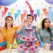 1 قطعة حامل حلويات K-Pop Idol من 3 طبقات، برج كب كيك متعدد الطبقات لعشاق K-Pop في أعياد الميلاد، حفلات توديع العزوبية بموضوع K-Pop، مهرجانات الموسيقى وحفلات ما بعد الحفلات الموسيقية، رف عرض الحلويات من الكرتون - متعدد الألوان - مشاهدة 2