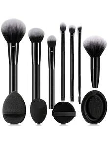 Bộ dụng cụ trang điểm 11 món bao gồm: Bộ 7 cọ trang điểm + 1 bông mút trang điểm + 1 bông phấn phủ + 1 bông rửa mặt + 1 dụng cụ vệ sinh cọ trang điểm. - Nhiều màu - Xem 11