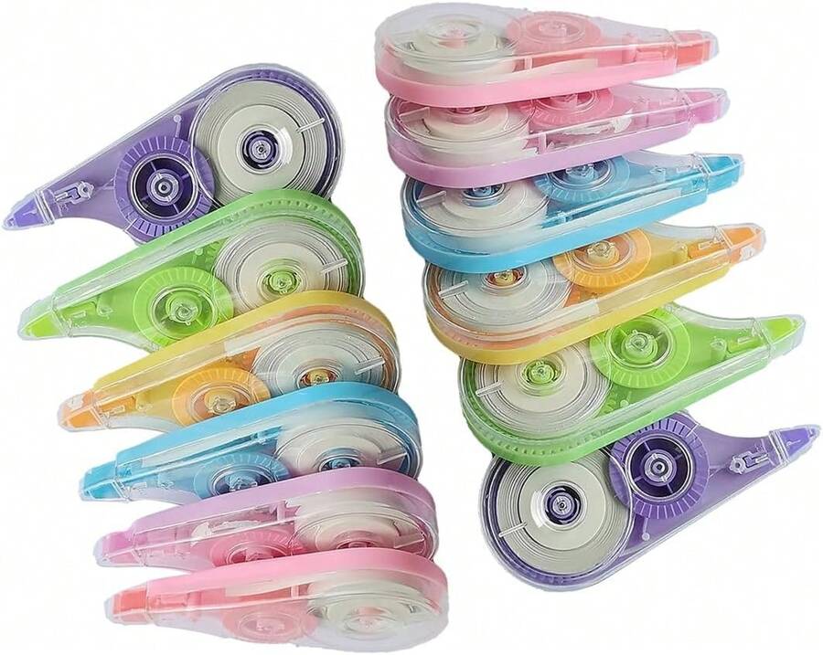 White Out Correction Tape With Dispenser,12-Count Pack,394ft, Easy Use Roller Applicator, Instant Dry, Fast, Clean And Tear-Resistant Tape ,Smooth Precise Corrections Tape For School,Office And Home - Trắng - Xem 1