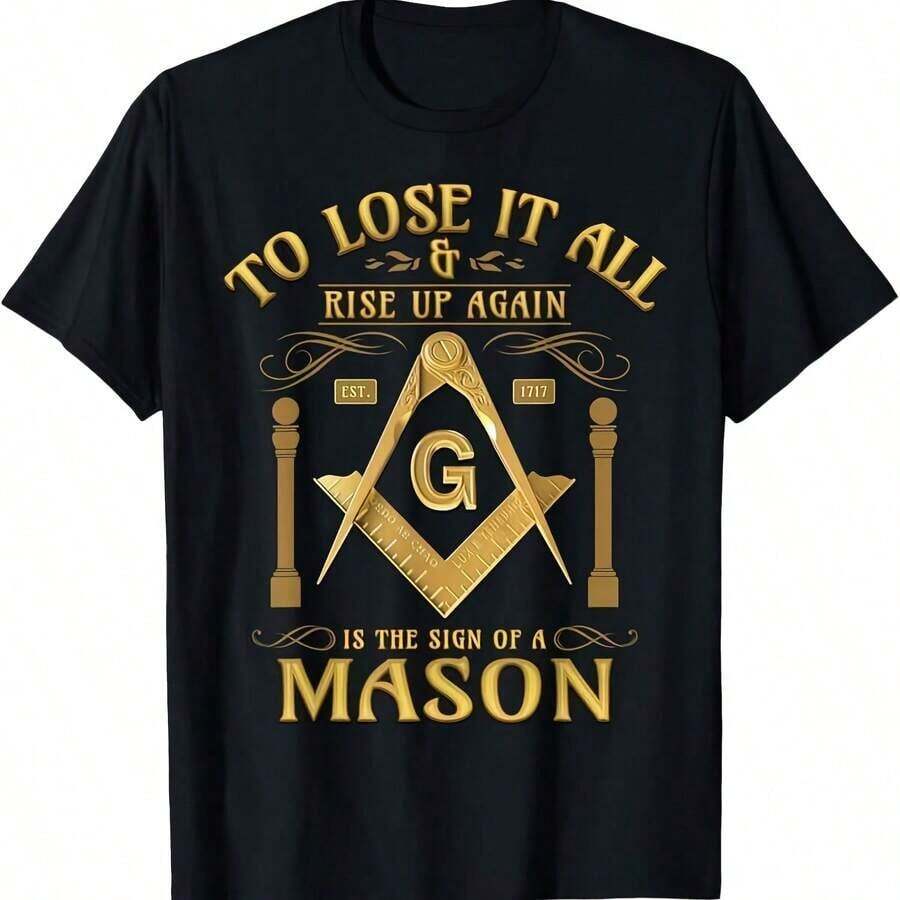 NUEVA CAMISETA LIMITADA Ma Rise Up Again Square & Compass Freemason Talla S-5XL - Negro - Ver 1
