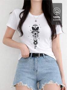 Playera Estampada de Mujer MYSTIC BUTTERFLY - CELESTIAL ROMANCE EDITION | 100% Algodón - Blanco - Ver 5
