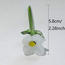 1/4/6件組迷你玻璃花束套組－彩色手工吹製玻璃花附花瓶，逼真長莖雛菊，適合迷你花瓶裝飾、生日禮物、DIY手工、桌面擺飾與居家裝飾 - 彩色 - 查看 11