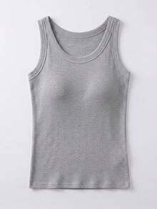 Women's Fitted Round Neck Camisole, Soft And Comfortable Fabric, Machine Washable, Summer Sleeveless Top - Grey - View 6