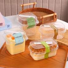 8入透明蛋糕盒附蓋,塑膠烘焙盒適用於蛋糕/餅乾/布丁/糖果,適合烘焙店/居家/返校/露營,甜點容器包裝盒,食品容器,家用用品,烘焙配件,一次性甜點盒 - 白色 - 查看 4