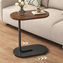 C-Shaped Compact Sofa Side End Table Coffee Laptop Table Living Room Bedroom UK - Brown - View 8