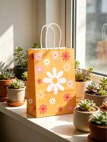 10pcs Spring Daisy Gift Bags Wholesale, Bohemian Style Party Favors, Spring Daisy Flower Pattern Gift Bags Suitable For Wedding, Birthday Party Decorations - Multicolor - View 5