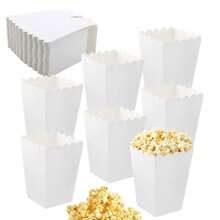 24 piezas/Set Cajas de palomitas de maíz blancas mini, Contenedores de palomitas de maíz blancas a granel, Adecuado para la decoración de la noche de cine - Blanco - View 3