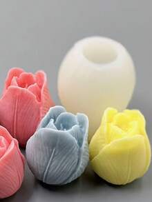 Khuôn silicon hình hoa tulip số 6, dùng làm nến, sáp thơm, thạch cao, xà phòng, đồ trang trí nhà cửa. - A-trắng - Xem 3