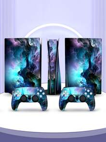 6 miếng dán họa tiết mây sét màu xanh nhạt dành cho đĩa game console, chống bụi và chống mài mòn. - Xem 6